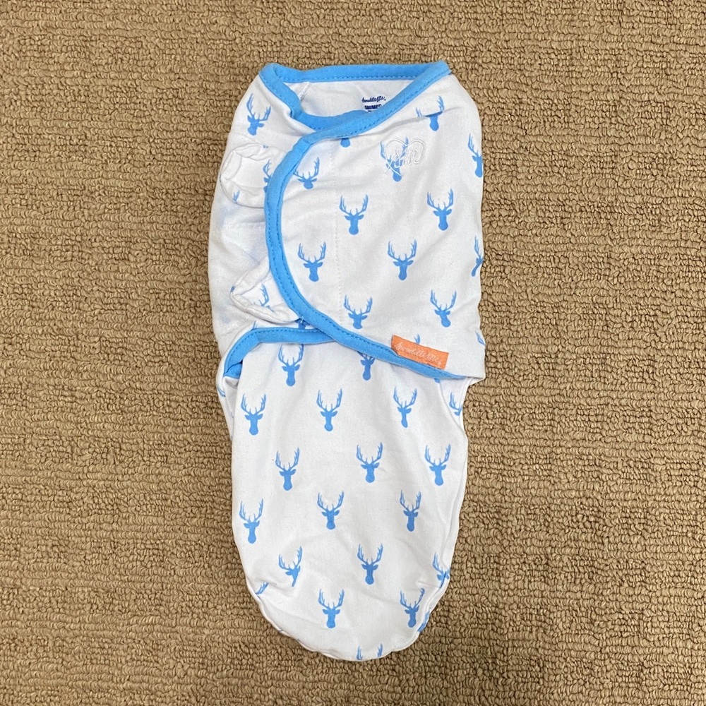 SwaddleMe Blue and White Baby Swaddle with Deer Print